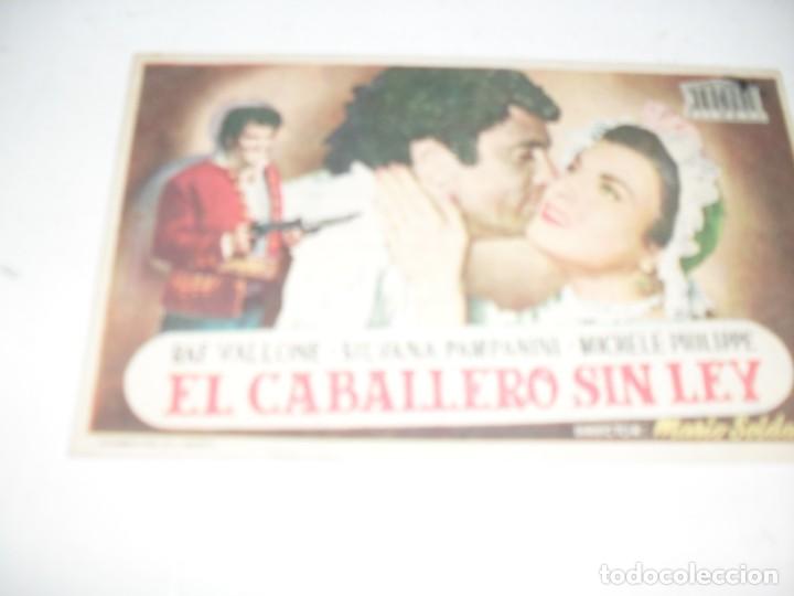 Cine: programa de mano sencillo,con texto publicitario.titulo:.EL CABALLERO SIN LEY.