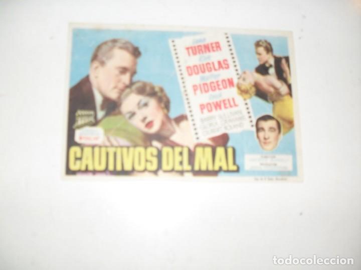Cine: programa de mano sencillo,con texto publicitario.titulo:.CAUTIVOS DEL MAL.
