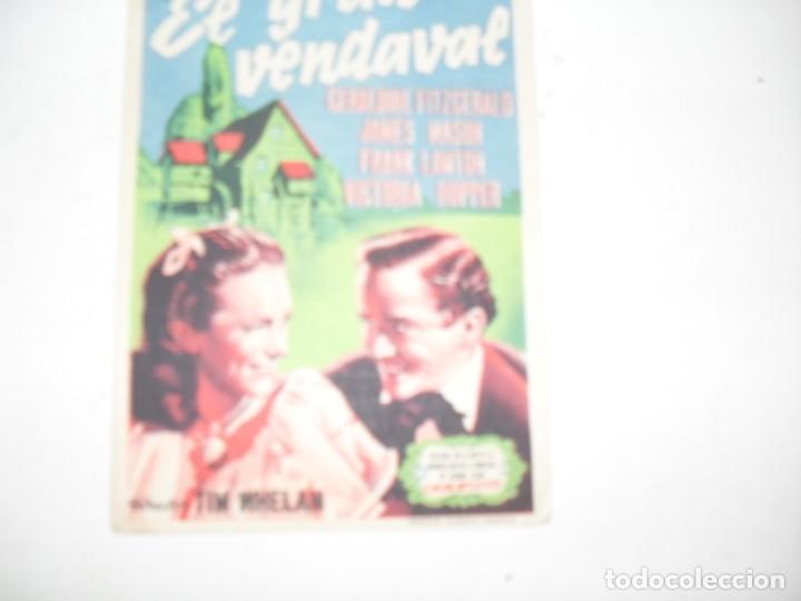  Flyers Publicitaires de films Anciens: programa de mano sencillo,con texto publicitario.titulo:.EL GRAN VENDAVAL.