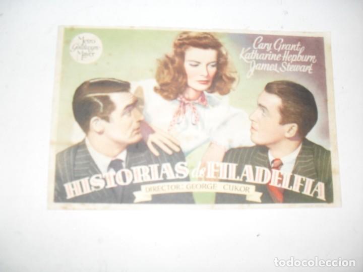 Flyers Publicitaires de films Anciens: programa de mano sencillo,con texto publicitario.titulo:.HISTORIAS DE FILADELFIA.