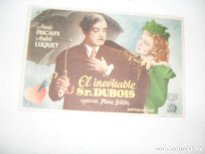  Flyers Publicitaires de films Anciens: programa de mano sencillo,con texto publicitario.titulo:.EL INEVITABLE SR. DUBOIS.