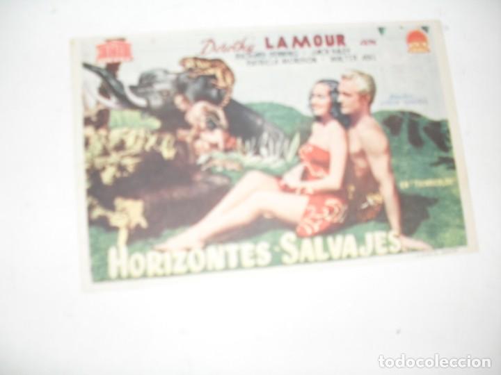  Flyers Publicitaires de films Anciens: programa de mano sencillo,con texto publicitario.titulo:.HORIZONTES SALVAJES.