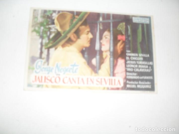  Flyers Publicitaires de films Anciens: programa de mano sencillo,con texto publicitario.titulo:.JALISCO CANTA EN SEVILLA.