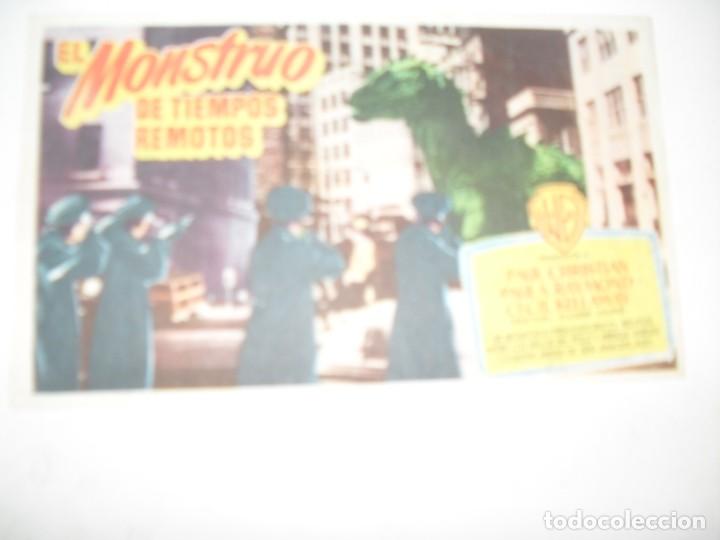  Flyers Publicitaires de films Anciens: programa de mano sencillo,con texto publicitario.titulo: EL MONSTRUO DE TIEMPOS REMOTOS.