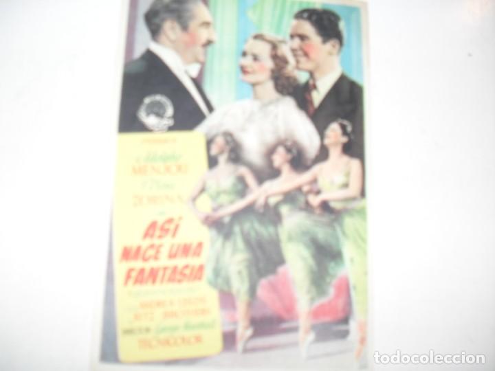  Flyers Publicitaires de films Anciens: programa de mano sencillo,con texto publicitario.titulo: ASI NACE UNA FANTASIA.