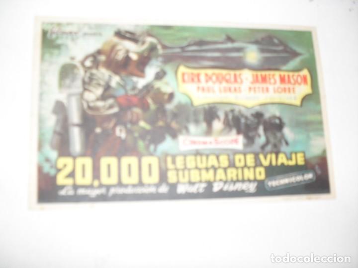  Flyers Publicitaires de films Anciens: programa de mano sencillo,con texto publicitario.titulo: 20.000 LEGUAS DE VIAJE SUBMARINO