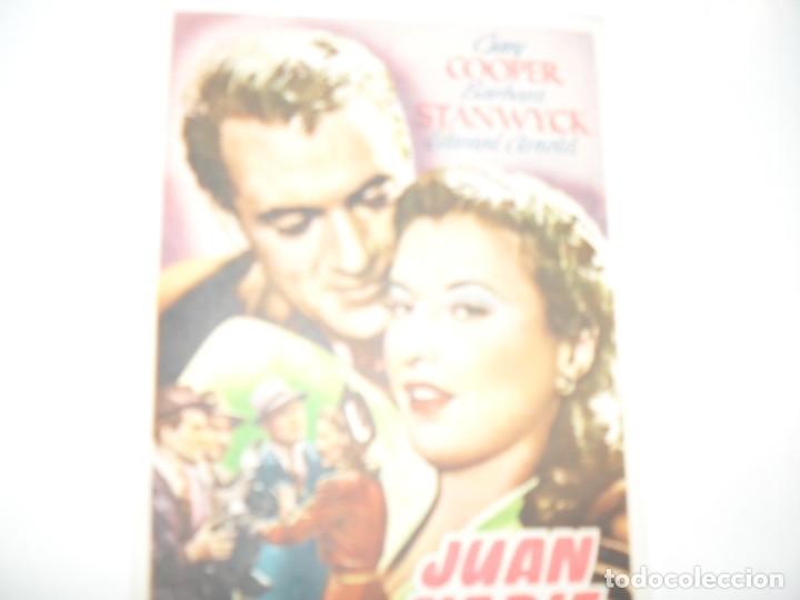 Cine: programa de mano sencillo,sin texto publicitario.titulo: JUAN NADIE.