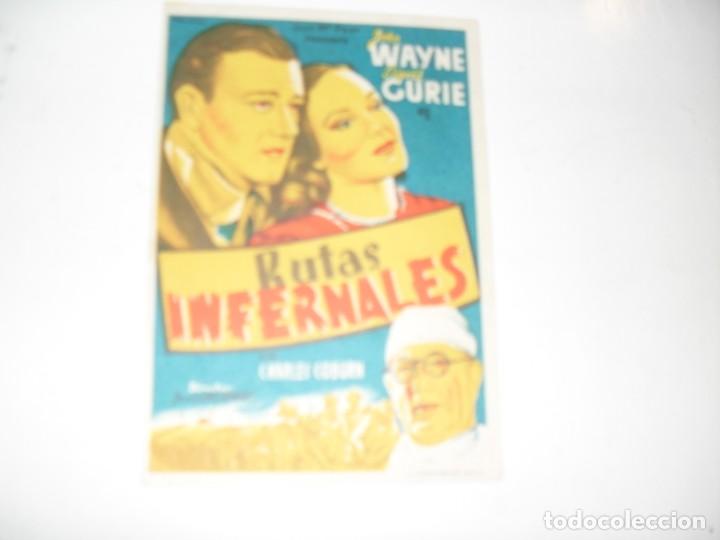 Cine: programa de mano sencillo,sin texto publicitario.titulo: RUTAS INFERNALES.
