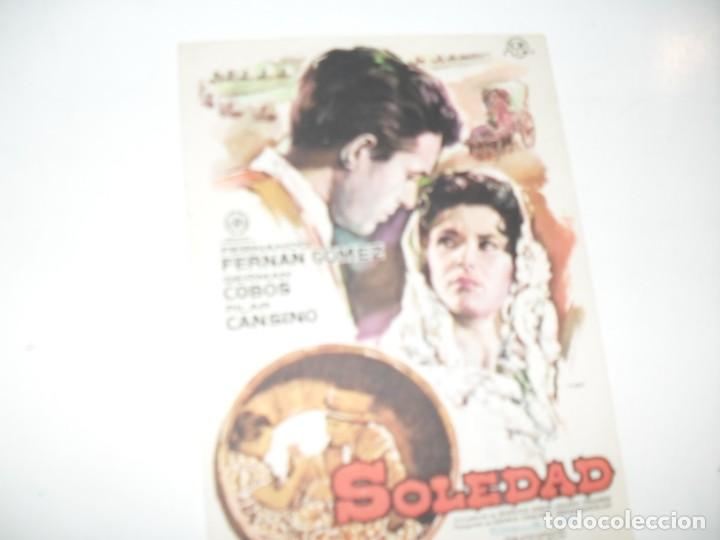 Cine: programa de mano sencillo,sin texto publicitario.titulo: SOLEDAD.