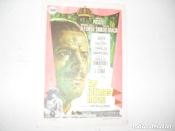 Cine: programa de mano sencillo,sin texto publicitario.titulo: LAS ULTIMAS HORAS.