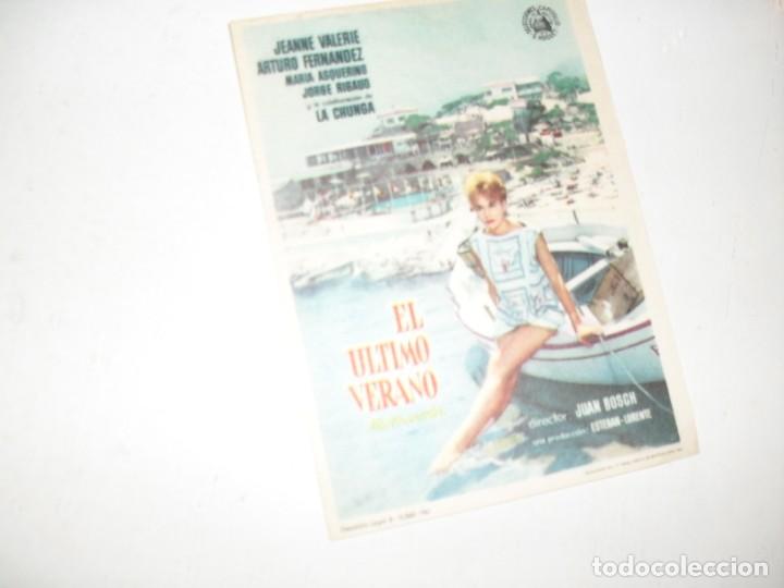 Cine: programa de mano sencillo,sin texto publicitario.titulo: EL ULTIMO VERANO.