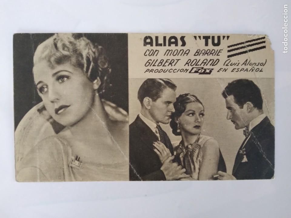 Cine: PROGRAMA TARJETA CINE ALIAS TU MONA BARRIE FOX RV 80 - Foto 1