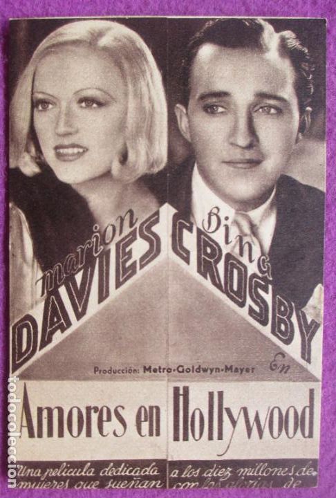 Cine: PROGRAMA DE CINE TARJETA AMORES EN HOLLYWOOD MARION DAVIES BING CROSBY METRO PC155