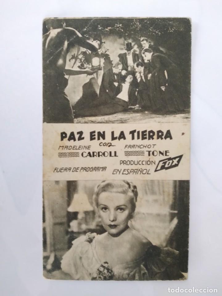 Cine: PROGRAMA TARJETA CINE PAZ EN LA TIERRA FOX RV 85 - Foto 1