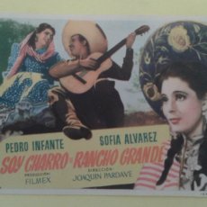Cine: SOY CHARRO DE RANCHO GRANDE PEDRO INFANTE ORIGINAL APAISADO S.P. BUEN ESTADO. Lote 317756148