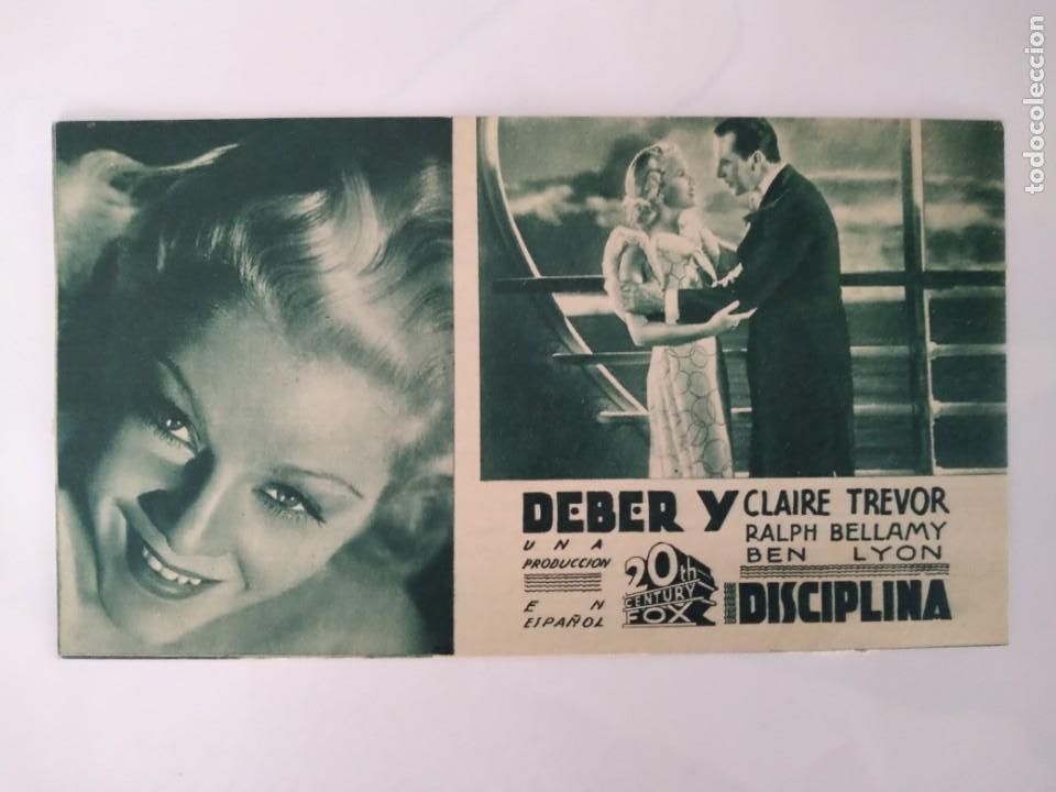 Folhetos de m&atilde;o de filmes antigos de cinema: PROGRAMA TARJETA CINE DEBER Y DISCIPLINA FOX RV 107