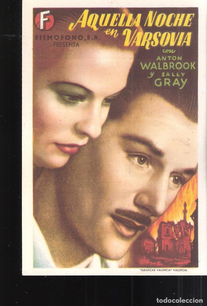 Folhetos de m&atilde;o de filmes antigos de cinema: Aquella noche en Varsovia.1945 Teatro Menacho. Badajoz. Publicidad: Los usurpadores