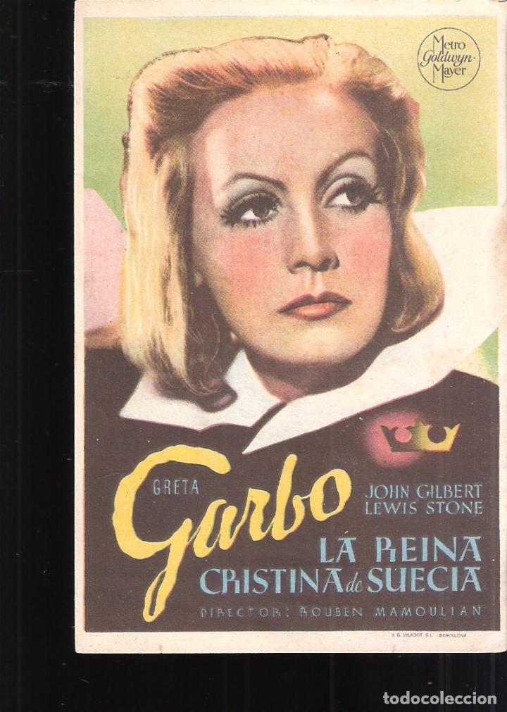 Folhetos de m&atilde;o de filmes antigos de cinema: La Reina Cristina de Suecia. Teatro Cervantes. Versi&oacute;n inglesa.