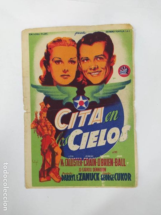  Flyers Publicitaires de films Anciens: PROGRAMA FOLLETO DE MANO DE CINE RIALTO LOGRO&Ntilde;O. CITA EN LOS CIELOS. 19 MARZO 1947 TDKP20E