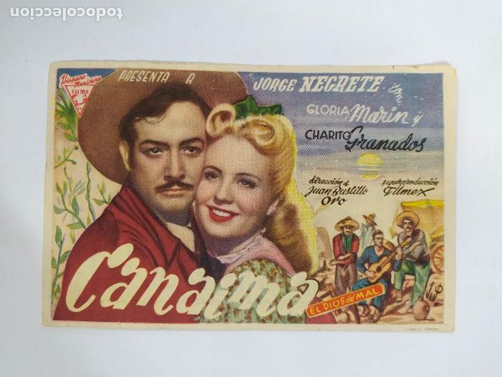 Cine: PROGRAMA FOLLETO DE MANO DE CINE FRONTON LOGRO&Ntilde;O. CANAIMA. 8 JUNIO 1947. TDKP20E - Foto 1