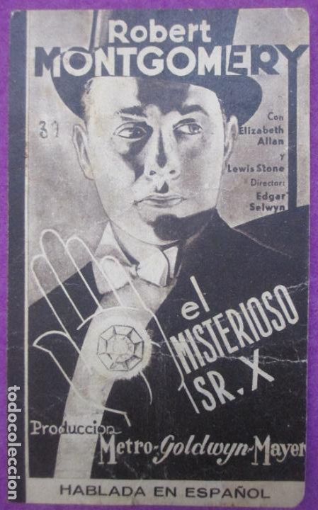  Foglietti di film di film antichi di cinema: PROGRAMA DE CINE TARJETA EL MISTERIOSO SR. X ROBERT MONTGOMERY METRO PC175