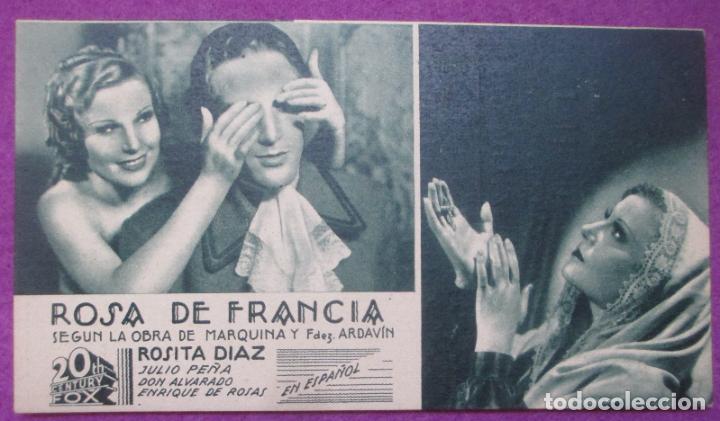 Cine: PROGRAMA DE CINE TARJETA ROSA DE FRANCIA ROSITA DIAZ JULIO PE&Ntilde;A FOX PC186