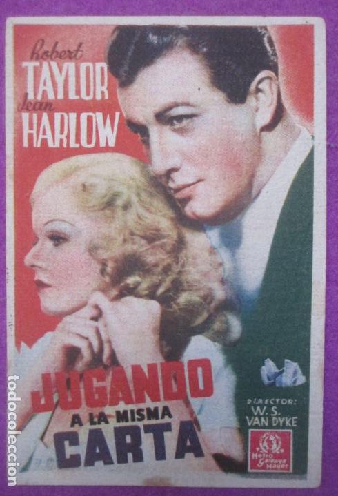 Cine: PROGRAMA DE CINE TARJETA JUGANDO A LA MISMA CARTA ROBERT TAYLOR JEAN HARLOW METRO PC195