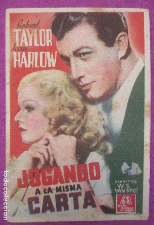 Cine: PROGRAMA DE CINE TARJETA JUGANDO A LA MISMA CARTA ROBERT TAYLOR JEAN HARLOW METRO PC196