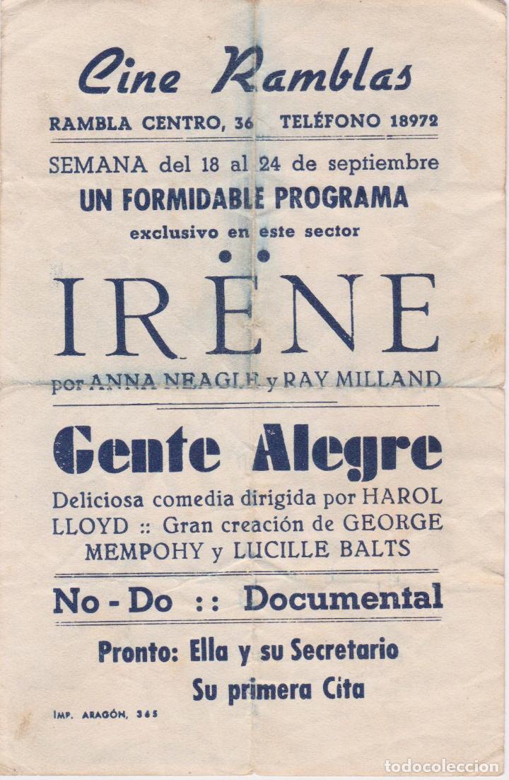Cine: PROGRAMA DE CINE &ndash; IRENE &ndash; ANNA NEAGLE &ndash; CINE RAMBLAS - Foto 2
