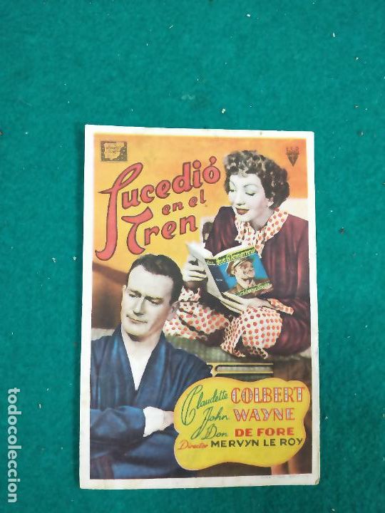 Cine: SUCEDIO EN EL TREN. CLAUDETTE COLBERT - JOHN WAYNE. PROGRAMA DE CINE CON PUBLICIDAD. - Foto 1