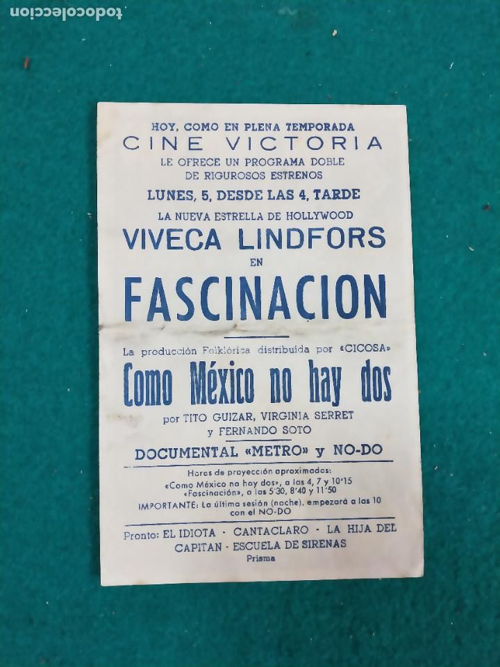 Cine: FASCINACION - VIVECA LINDFORS . PROGRAMA DE CINE CON PUBLICIDAD - Foto 2