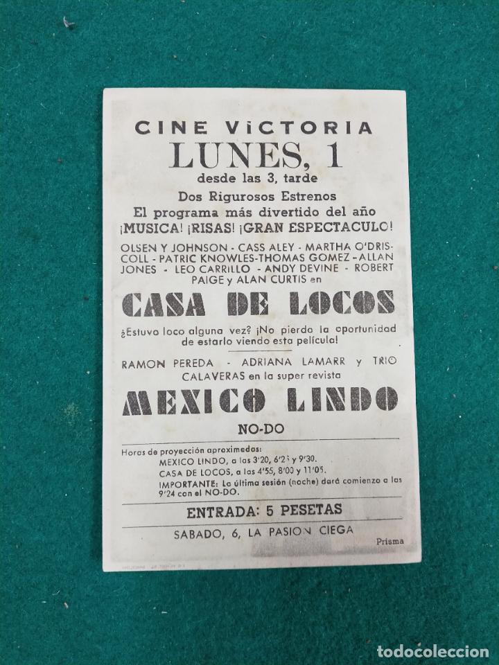 Cine: CASA DE LOCOS. OLSEN Y JOHNSON. PROGRAMA DE CINE CON PUBLICIDAD. - Foto 2