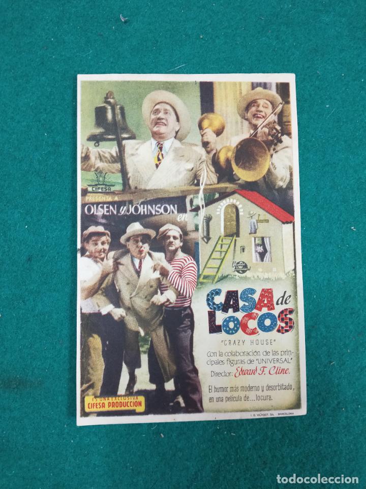 Cine: CASA DE LOCOS. OLSEN Y JOHNSON. PROGRAMA DE CINE CON PUBLICIDAD. - Foto 1