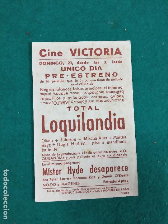 Cine: OLSEN Y JOHNSON EN LOQUILANDIA. PROGRAMA DE CINE CON PUBLICIDAD. - Foto 2
