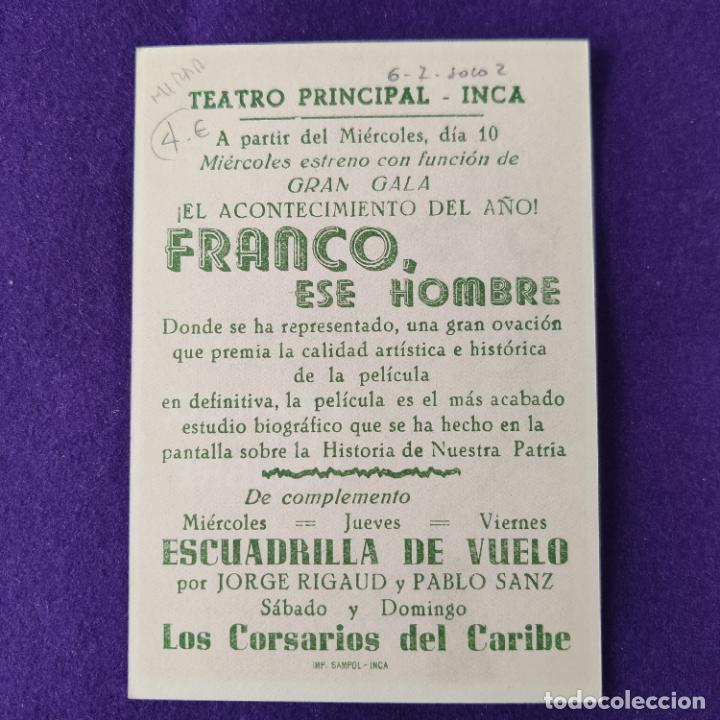 Cine: PROGRAMA DE CINE ORIGINAL. INCA. FRANCO ESE HOMBRE. SIMPLE. - Foto 2