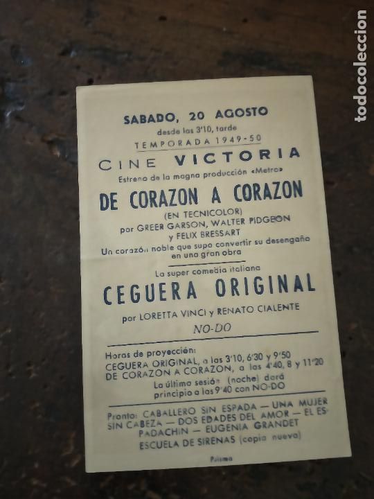 Cine: DE CORAZON A CORAZON. GREER GARSON - WALTER PIDGEON. PROGRAMA DE CINE CON PUBLICIDAD. - Foto 2