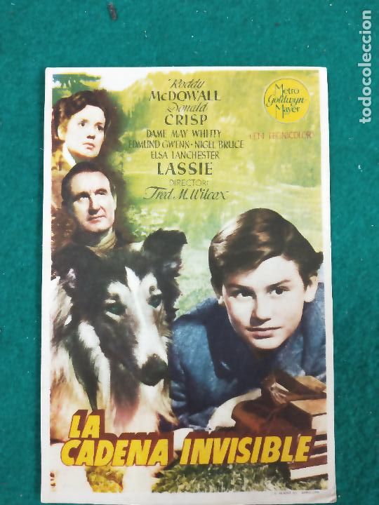 Cine: LA CADENA INVISIBLE. LASSIE. PROGRAMA DE MANO CON PUBLICIDAD - Foto 1