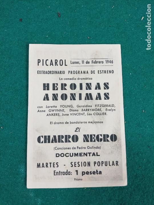 Cine: EL CHARRO NEGRO. RAUL DE ANDA. PROGRAMA DE CINE CON PUBLICIDAD. - Foto 2