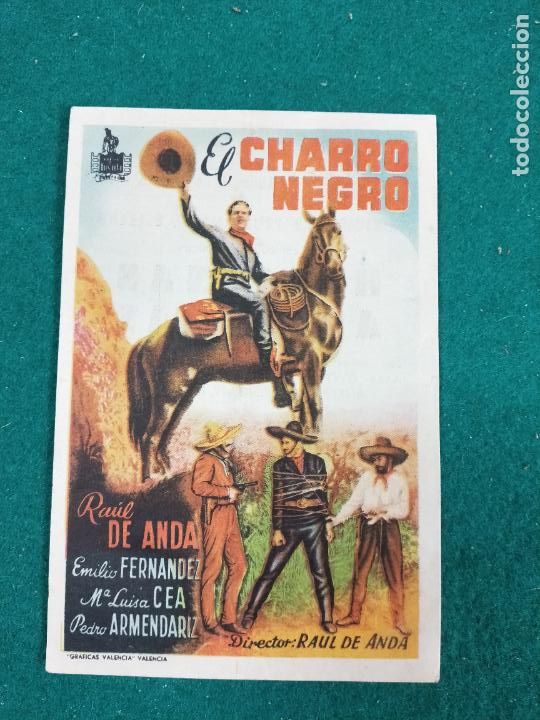 Cine: EL CHARRO NEGRO. RAUL DE ANDA. PROGRAMA DE CINE CON PUBLICIDAD. - Foto 1