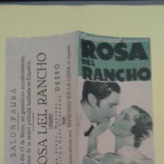 Cine: ROSA DEL RANCHO JOHN BOLES ORIGINAL DOBLE C.P. SALON FAURA PORT. VERDE ALGUN DEFECTO