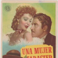 Cine: UNA MUJER DE CARÁCTER. SENCILLO DE GLORIA FILMS. CINEMA PROYECCIONES-CIUDAD REAL, 1949. Lote 323674048