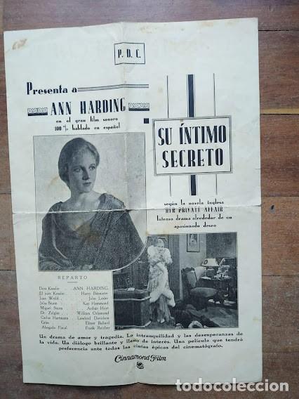 Cine: PTCC 119 SU INTIMO SECRETO PROGRAMA GUIA CINNAMOND ANN HARDING JOHN LODER - Foto 1