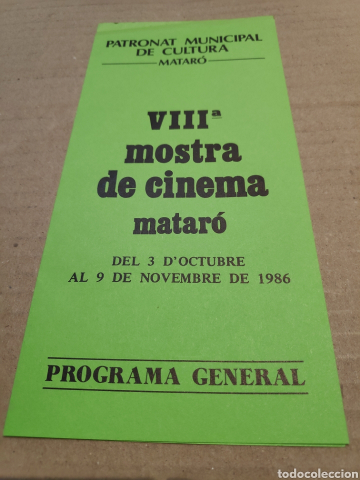 Cinema: PROGRAMA DE MANO VIII MOSTRA DE CINEMA MATARO 1986 PATRONAT MUNICIPAL DE CULTURA