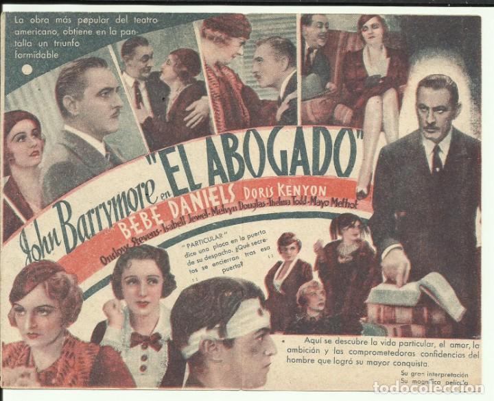 Cine: PTCC 121 EL ABOGADO PROGRAMA DOBLE UNIVERSAL JOHN BARRYMORE BEBE DANIELS - Foto 2