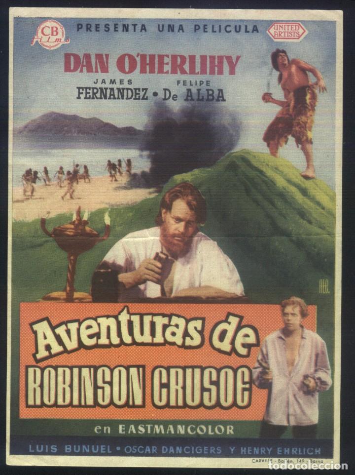  Flyers Publicitaires de films Anciens: P-9745- AVENTURAS DE ROBINSON CRUSOE (Dan O'Herlihy - Jaime Fern&aacute;ndez - Felipe de Alba)