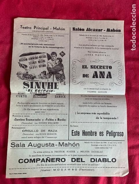  Flyers Publicitaires de films Anciens: CARTEL PUBLICITARIO