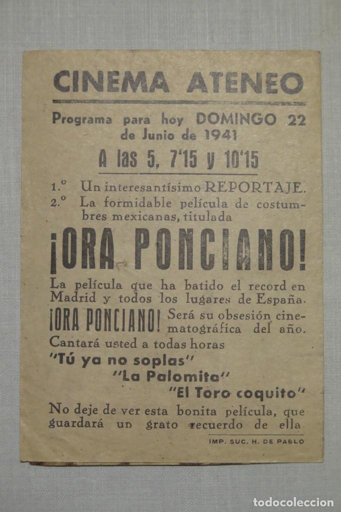 Cine: PROGRAMA DE CINE DOBLE. ORA PONCIANO - Foto 2