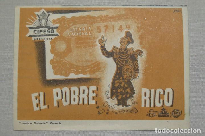 Cine: PROGRAMA DE CINE DOBLE. EL POBRE RICO - Foto 1