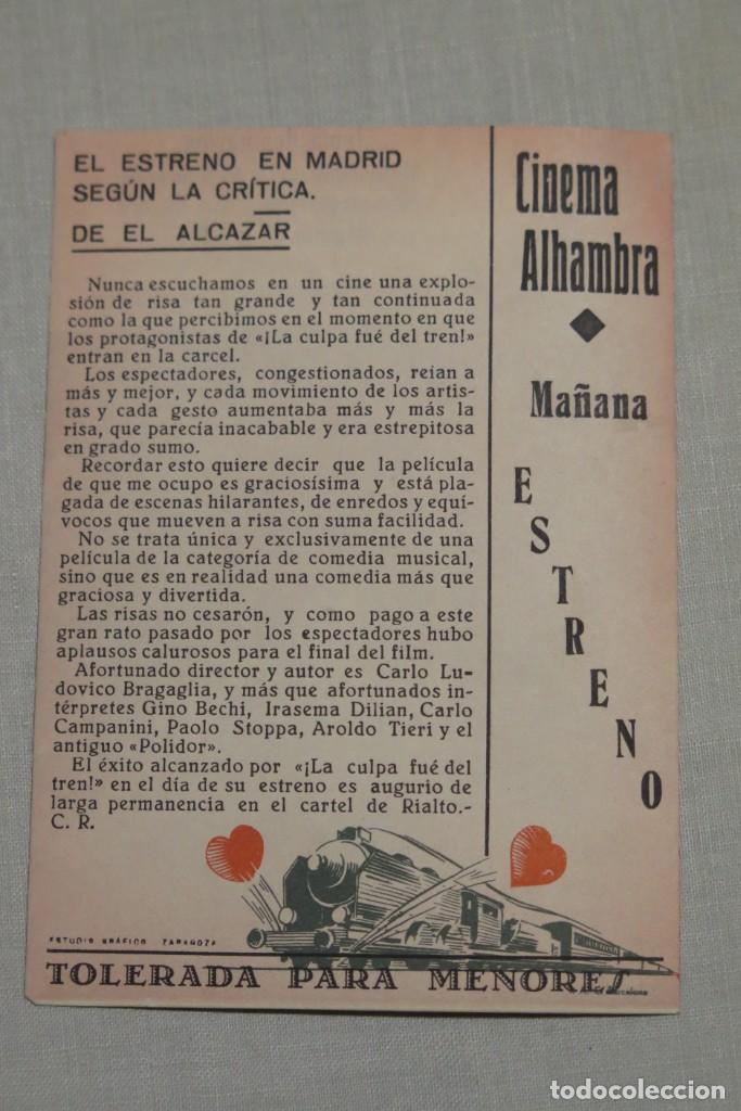 Cine: PROGRAMA DE CINE. LA CULPA FUE DEL TREN - Foto 2