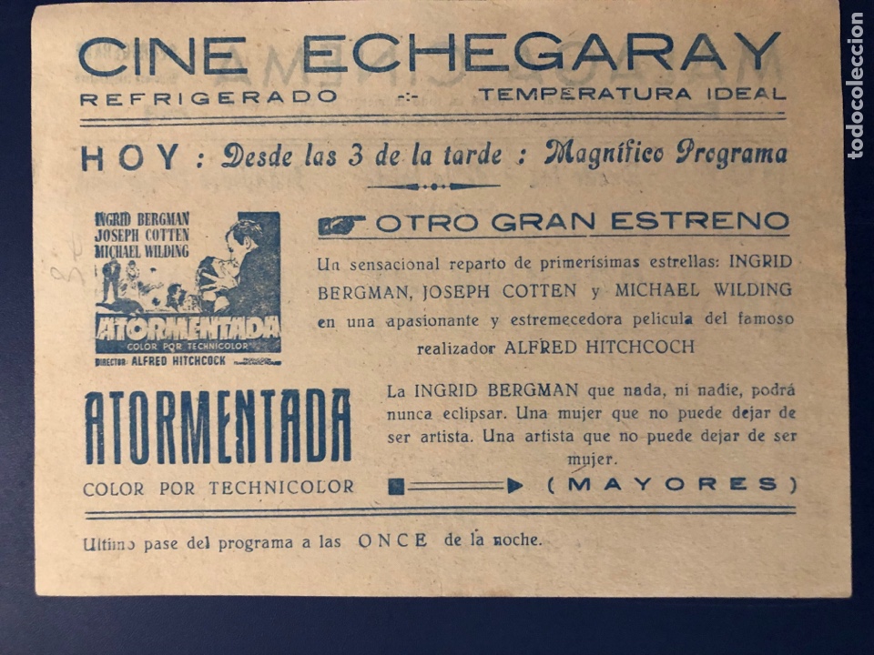 Cine: Programa ci&ntilde;e Echegaray malaga cinema atormentada.ingrid bergman Alfred hitchcock 7